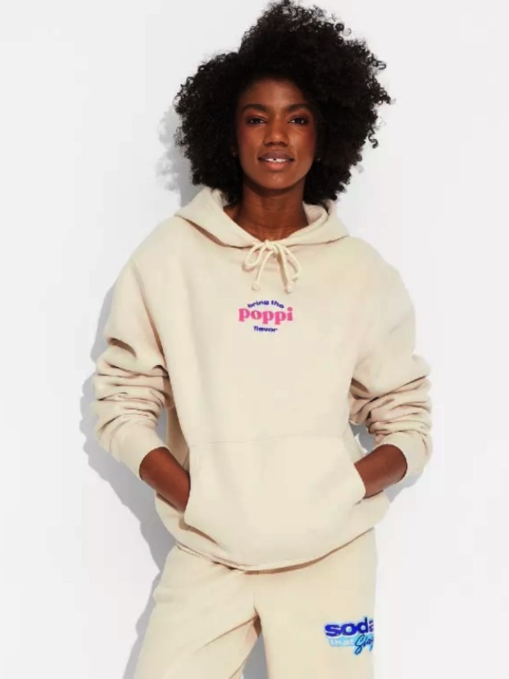 Poppi x Target Beige Graphic Hoodie Size 2XS